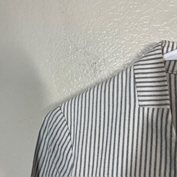 Theory Blazer Womens 0 Open Front Jacket Lanai White Striped Career - Picture 2 of 7